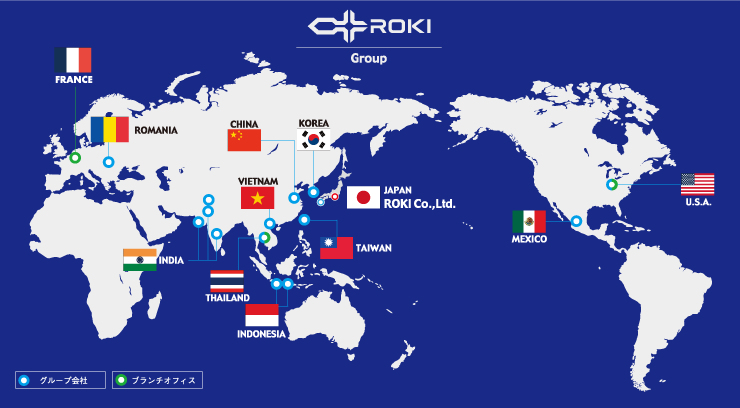 グローバルに展開する株式会社ROKIの海外拠点マップ